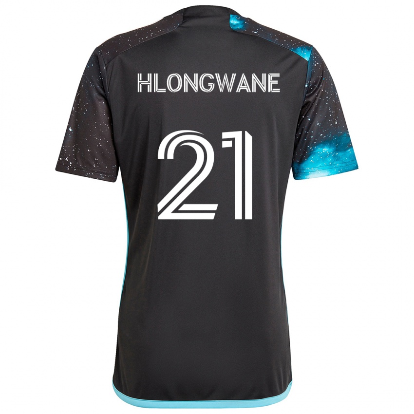 Kinder Bongokuhle Hlongwane #21 Schwarz Blau Heimtrikot Trikot 2024/25 T-Shirt