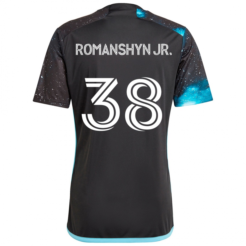 Kinder Kage Romanshyn Jr. #38 Schwarz Blau Heimtrikot Trikot 2024/25 T-Shirt