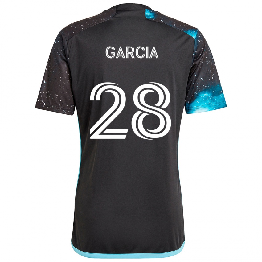 Kinder Mender García #28 Schwarz Blau Heimtrikot Trikot 2024/25 T-Shirt