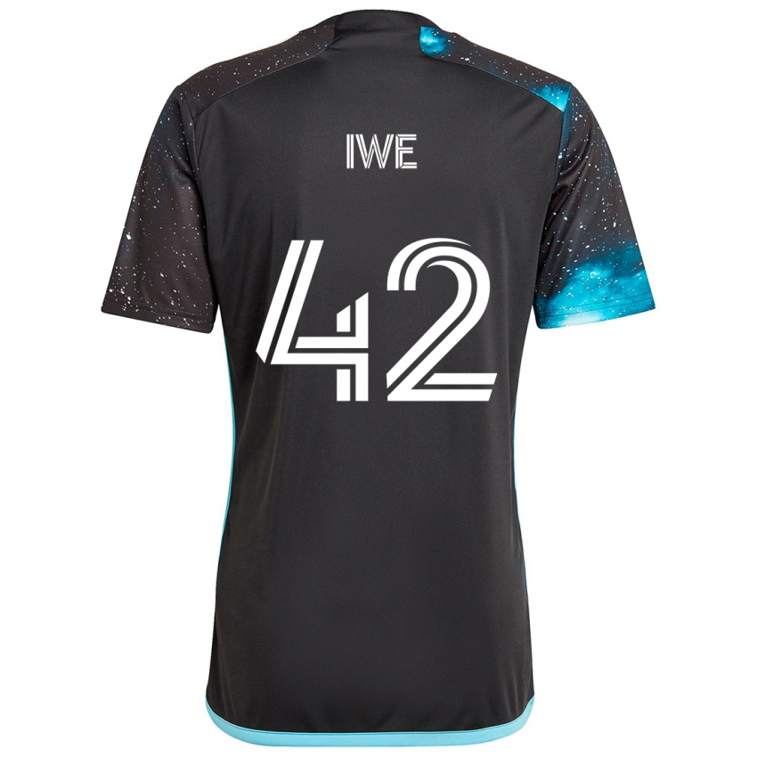 Kinder Emmanuel Iwe #42 Schwarz Blau Heimtrikot Trikot 2024/25 T-Shirt