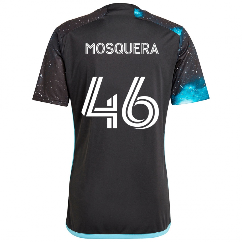 Kinder Juan Camilo Mosquera #46 Schwarz Blau Heimtrikot Trikot 2024/25 T-Shirt