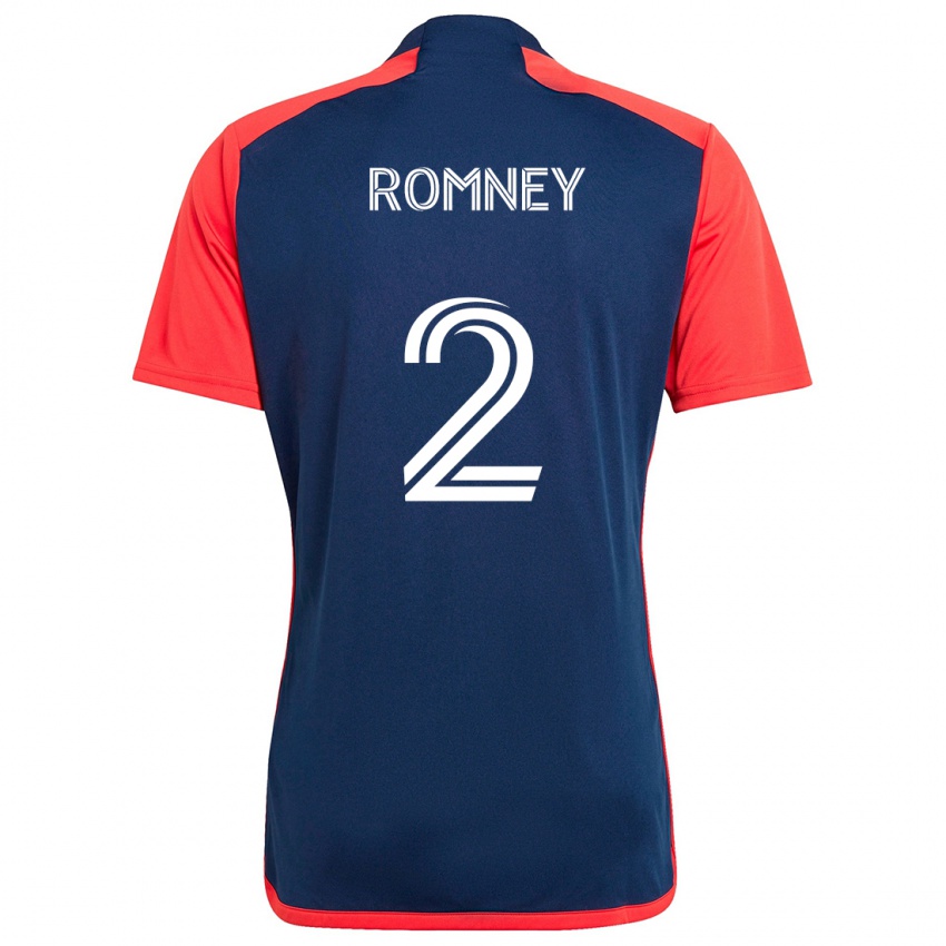 Kinder Dave Romney #2 Blau Rot Heimtrikot Trikot 2024/25 T-Shirt