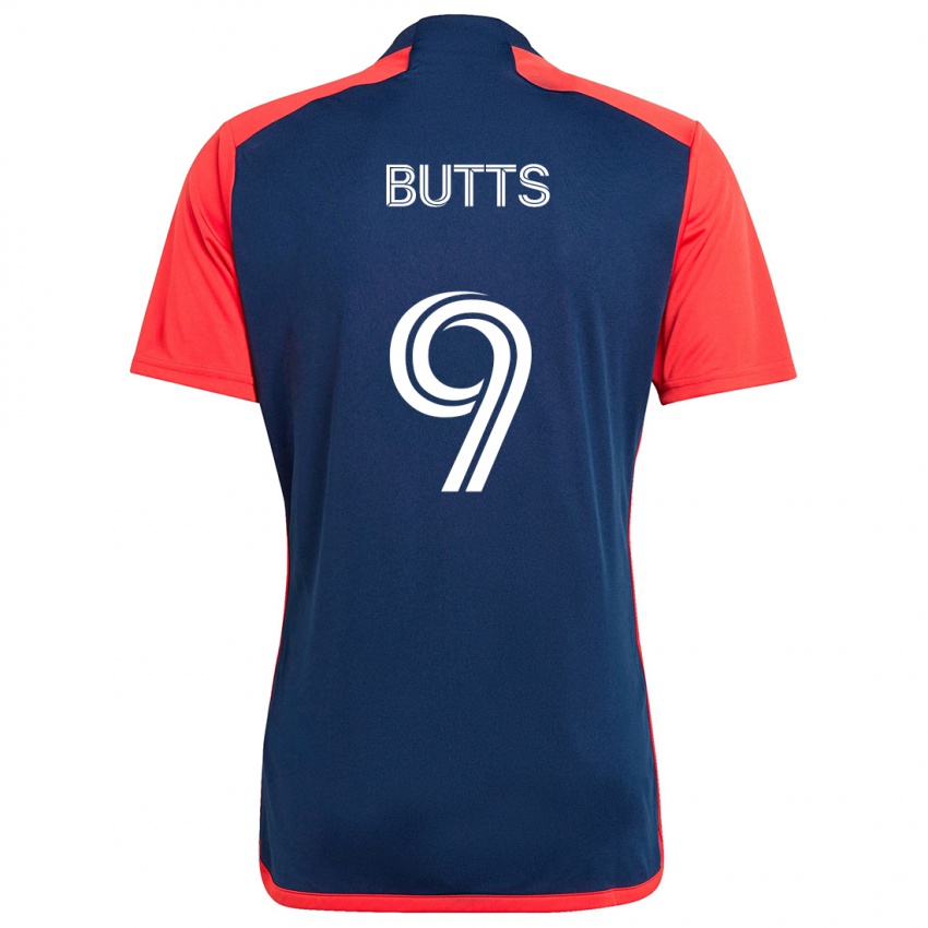 Kinder Liam Butts #9 Blau Rot Heimtrikot Trikot 2024/25 T-Shirt