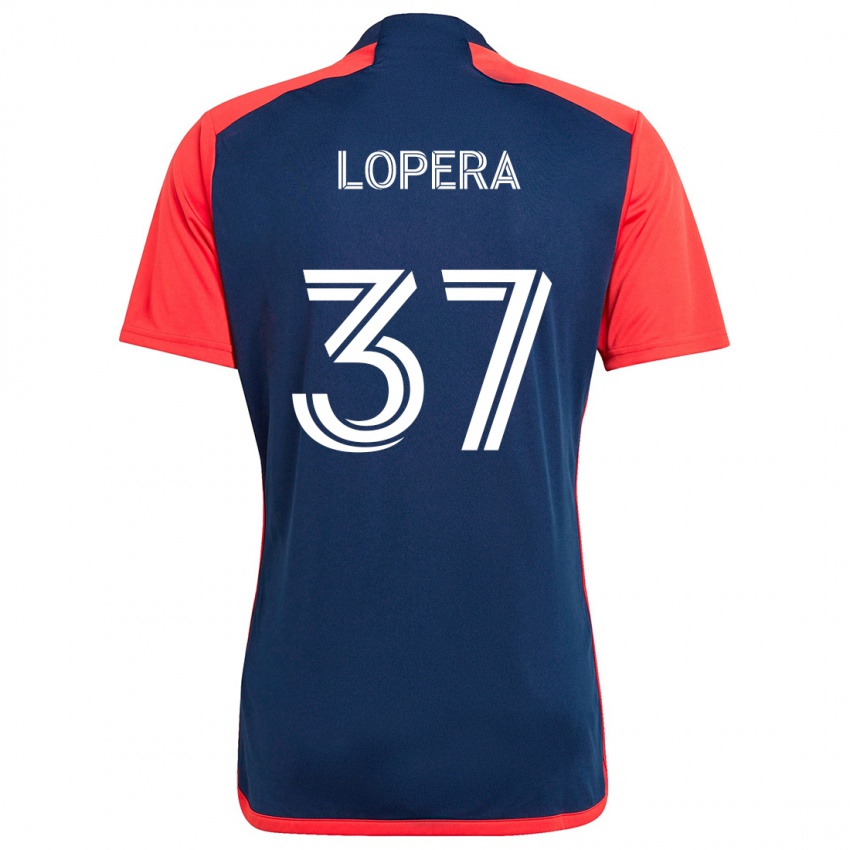 Kinder Steban Lopera #37 Blau Rot Heimtrikot Trikot 2024/25 T-Shirt