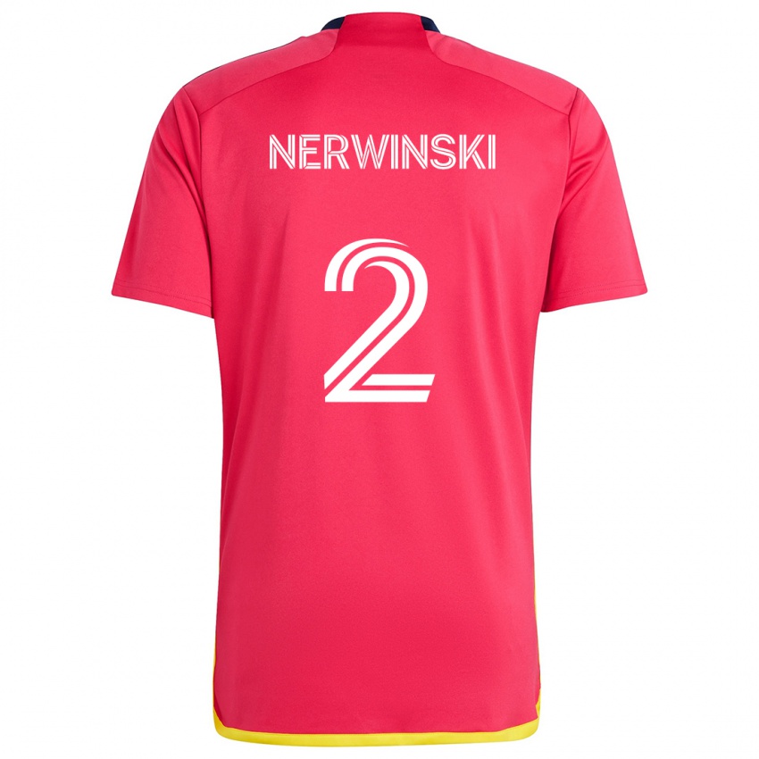 Kinder Jake Nerwinski #2 Rot Blau Heimtrikot Trikot 2024/25 T-Shirt