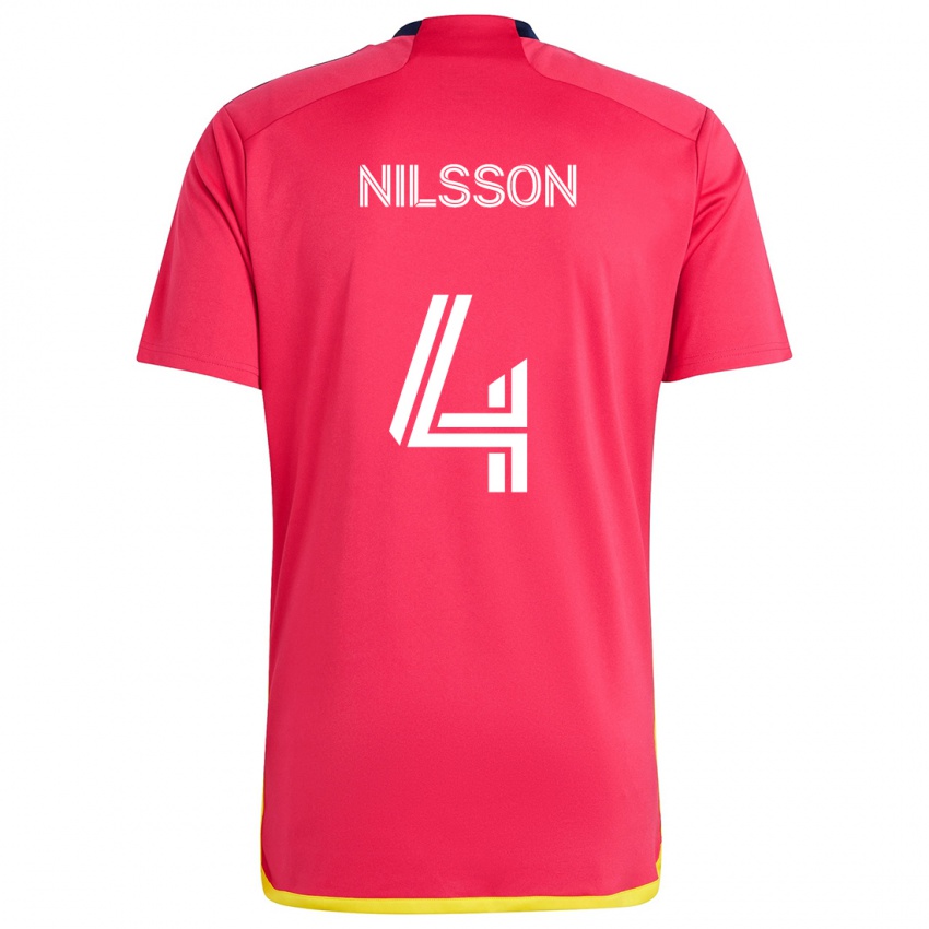 Kinder Joakim Nilsson #4 Rot Blau Heimtrikot Trikot 2024/25 T-Shirt