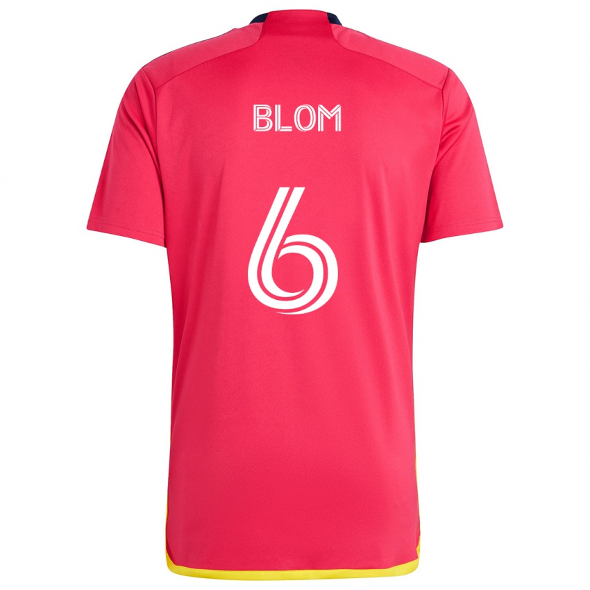 Kinder Njabulo Blom #6 Rot Blau Heimtrikot Trikot 2024/25 T-Shirt