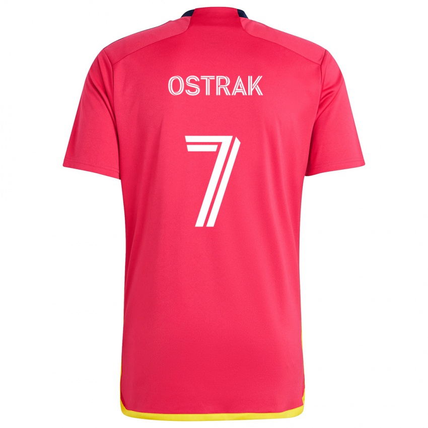 Kinder Tomás Ostrák #7 Rot Blau Heimtrikot Trikot 2024/25 T-Shirt