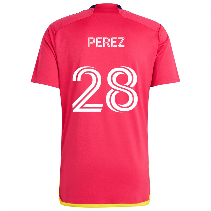 Kinder Miguel Perez #28 Rot Blau Heimtrikot Trikot 2024/25 T-Shirt