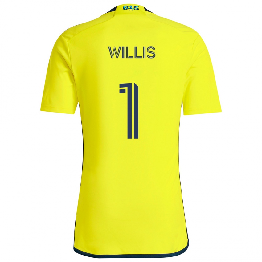 Kinder Joe Willis #1 Gelb Blau Heimtrikot Trikot 2024/25 T-Shirt