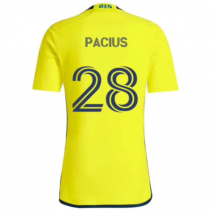 Kinder Woobens Pacius #28 Gelb Blau Heimtrikot Trikot 2024/25 T-Shirt