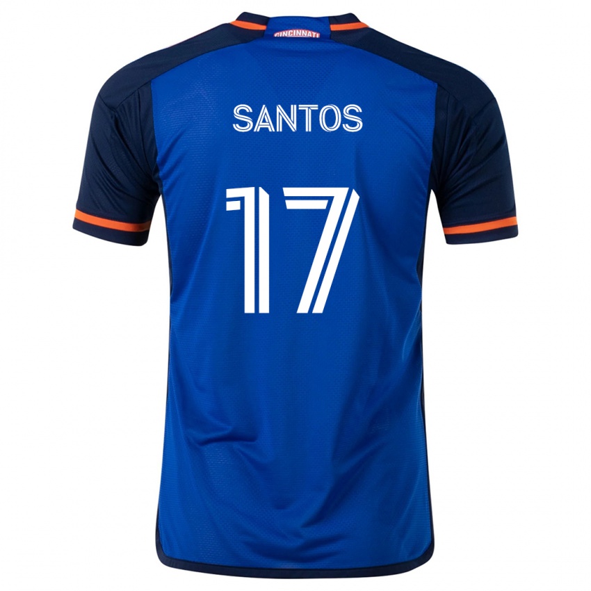 Kinder Sergio Santos #17 Blau Weiss Heimtrikot Trikot 2024/25 T-Shirt