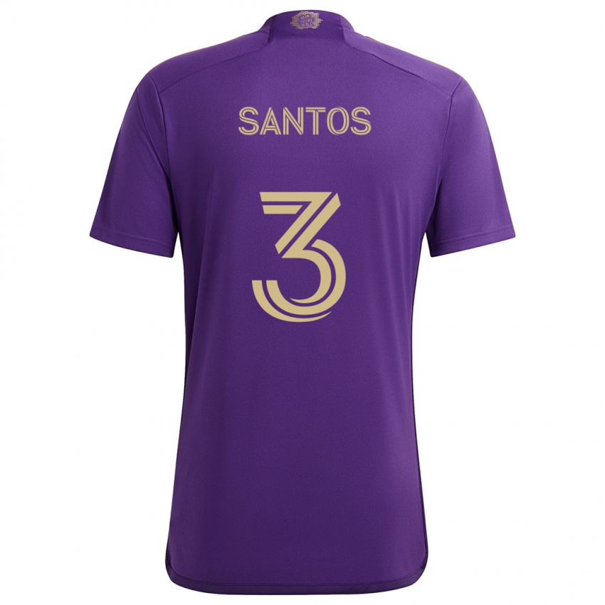 Kinder Rafael Santos #3 Lila Gelb Heimtrikot Trikot 2024/25 T-Shirt