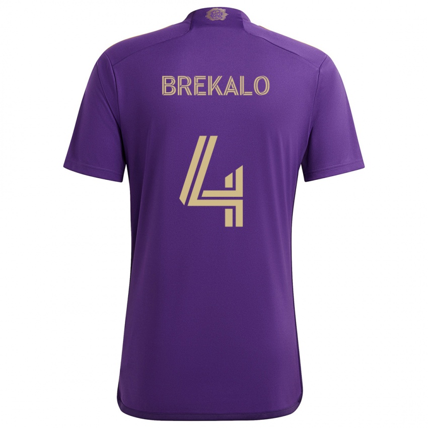 Kinder David Brekalo #4 Lila Gelb Heimtrikot Trikot 2024/25 T-Shirt