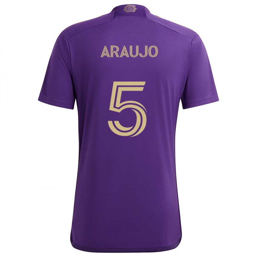 Kinder César Araújo #5 Lila Gelb Heimtrikot Trikot 2024/25 T-Shirt