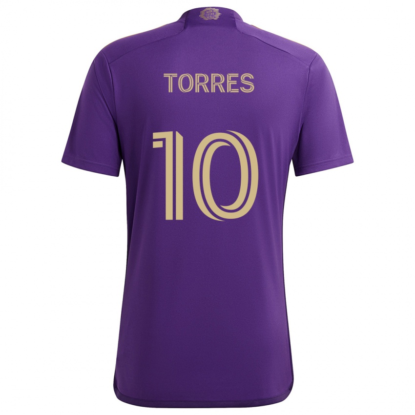 Kinder Facundo Torres #10 Lila Gelb Heimtrikot Trikot 2024/25 T-Shirt