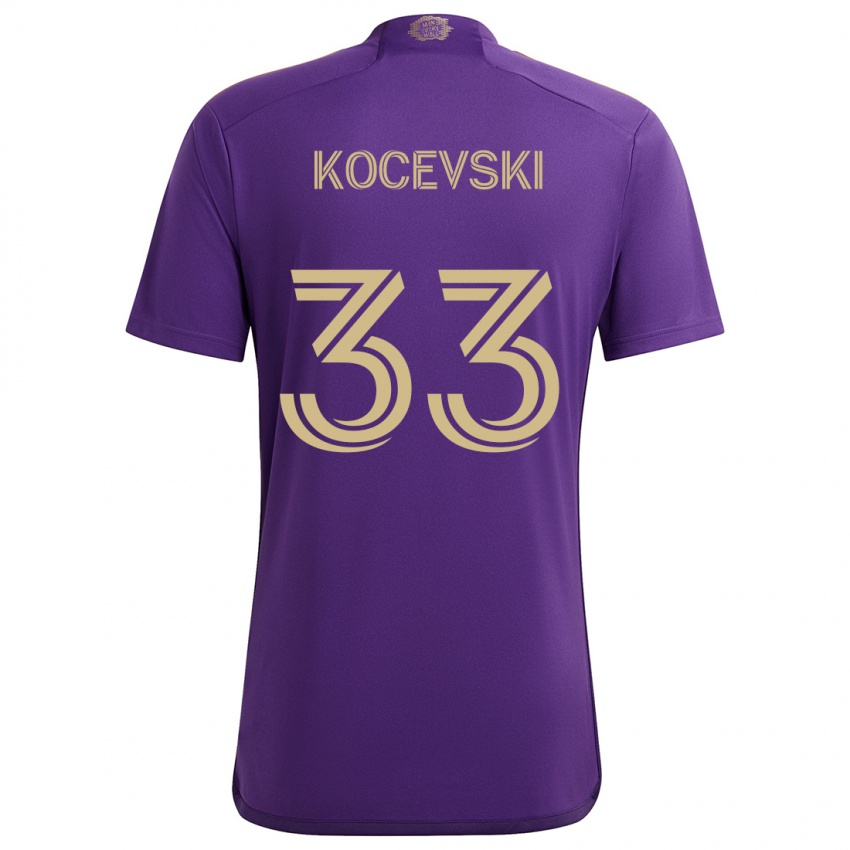 Kinder Jeorgio Kocevski #33 Lila Gelb Heimtrikot Trikot 2024/25 T-Shirt