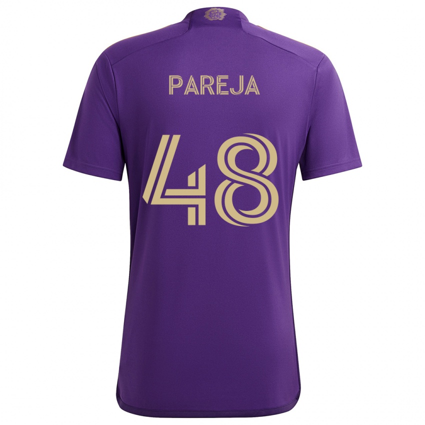 Kinder Diego Pareja #48 Lila Gelb Heimtrikot Trikot 2024/25 T-Shirt