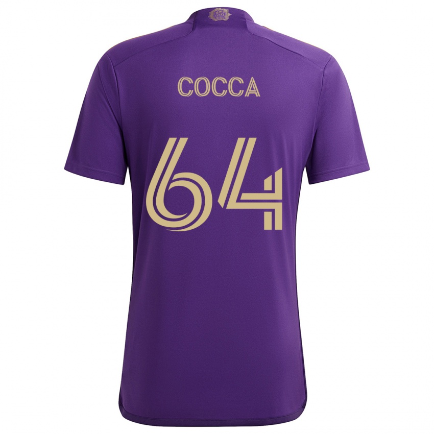 Kinder Manuel Cocca #64 Lila Gelb Heimtrikot Trikot 2024/25 T-Shirt