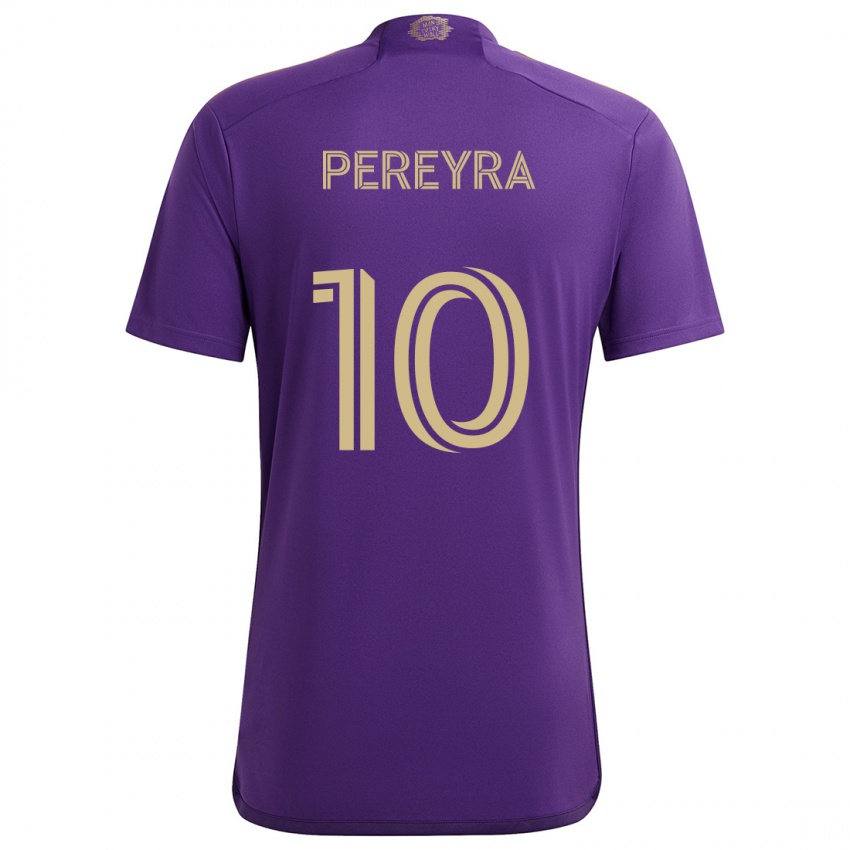 Kinder Mauricio Pereyra #10 Lila Gelb Heimtrikot Trikot 2024/25 T-Shirt