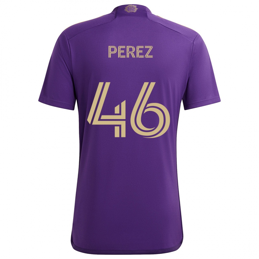 Kinder Franco Pérez #46 Lila Gelb Heimtrikot Trikot 2024/25 T-Shirt