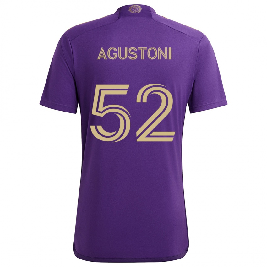 Kinder Gonzalo Agustoni #52 Lila Gelb Heimtrikot Trikot 2024/25 T-Shirt