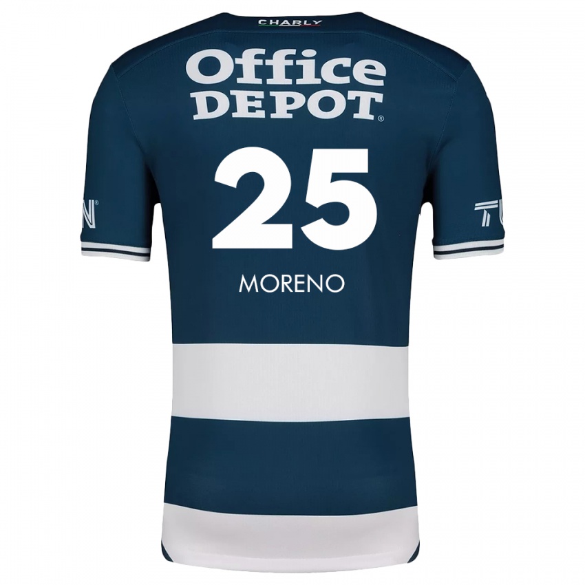 Kinder Carlos Moreno #25 Blau Weiss Heimtrikot Trikot 2024/25 T-Shirt