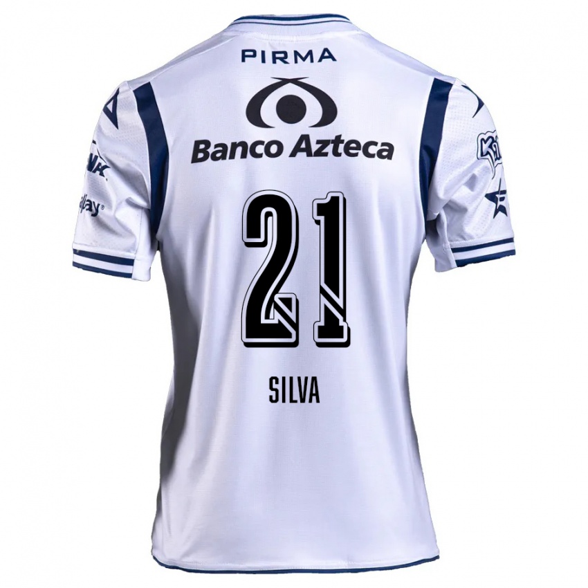 Kinder Gastón Silva #21 Weiß Marineblau Heimtrikot Trikot 2024/25 T-Shirt