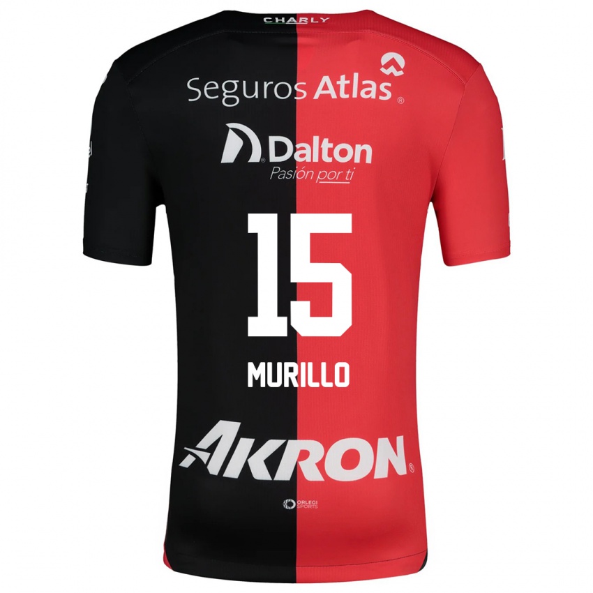 Kinder Jhon Murillo #15 Rot Schwarz Heimtrikot Trikot 2024/25 T-Shirt