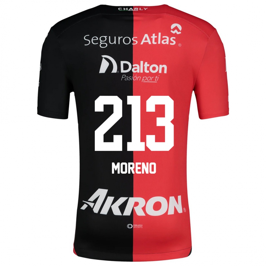 Kinder Eduardo Moreno #213 Rot Schwarz Heimtrikot Trikot 2024/25 T-Shirt