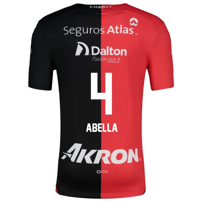 Kinder José Abella #4 Rot Schwarz Heimtrikot Trikot 2024/25 T-Shirt