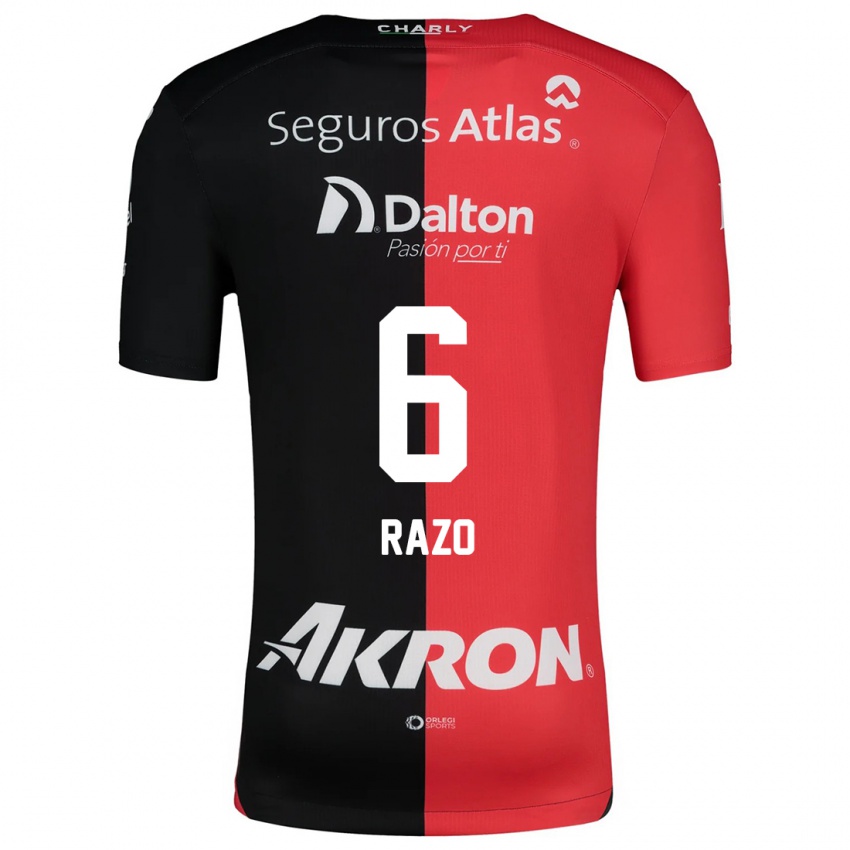 Kinder Valeria Razo #6 Rot Schwarz Heimtrikot Trikot 2024/25 T-Shirt