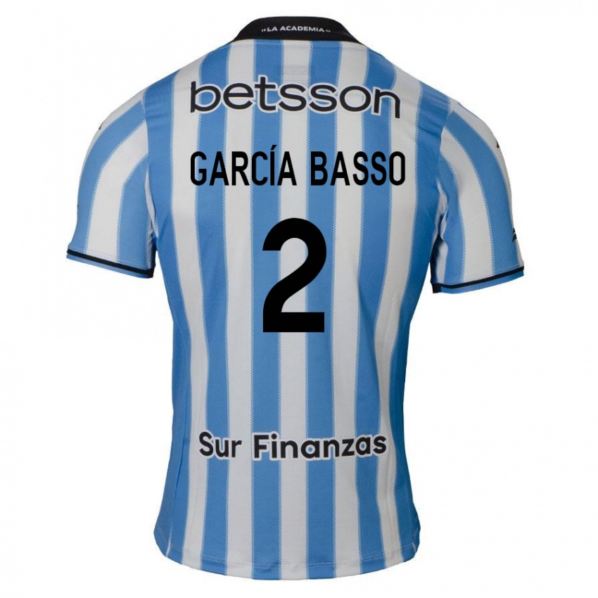 Kinder Agustín García Basso #2 Blau Weiß Schwarz Heimtrikot Trikot 2024/25 T-Shirt