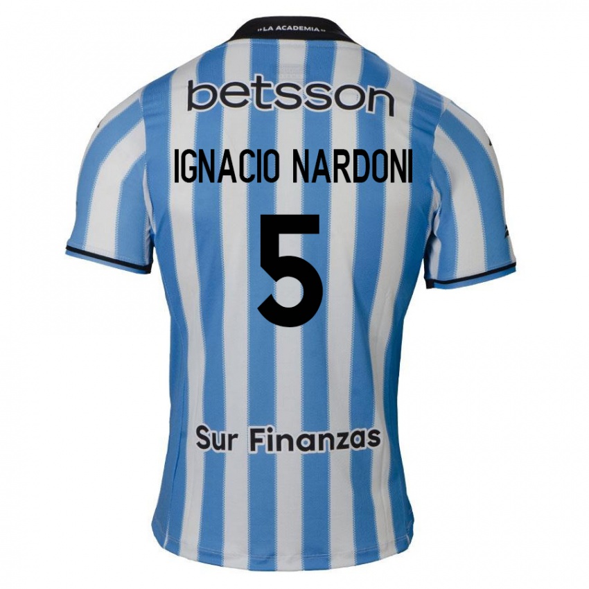 Kinder Juan Ignacio Nardoni #5 Blau Weiß Schwarz Heimtrikot Trikot 2024/25 T-Shirt