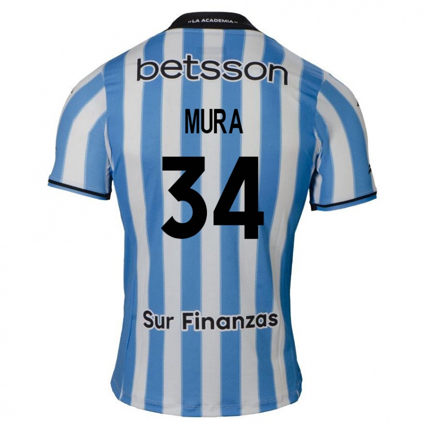 Kinder Facundo Mura #34 Blau Weiß Schwarz Heimtrikot Trikot 2024/25 T-Shirt