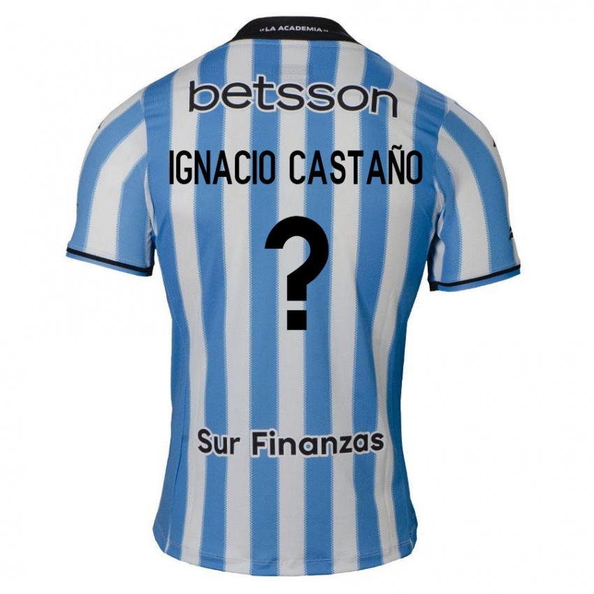 Kinder Juan Ignacio Castaño #0 Blau Weiß Schwarz Heimtrikot Trikot 2024/25 T-Shirt