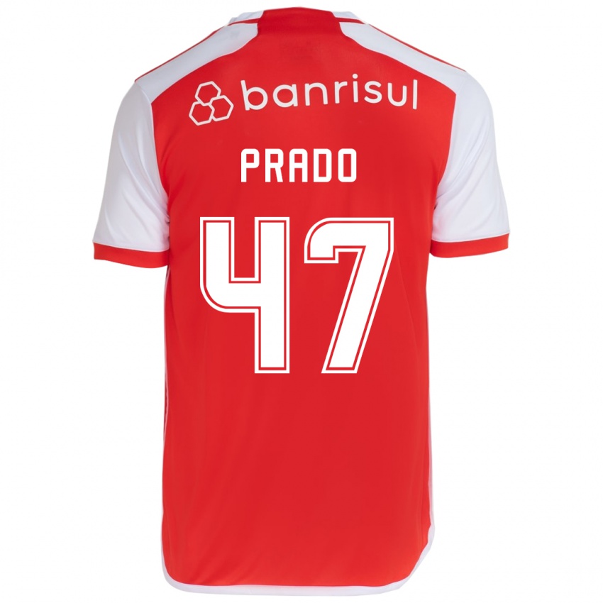 Kinder Gustavo Prado #47 Rot-Weiss Heimtrikot Trikot 2024/25 T-Shirt