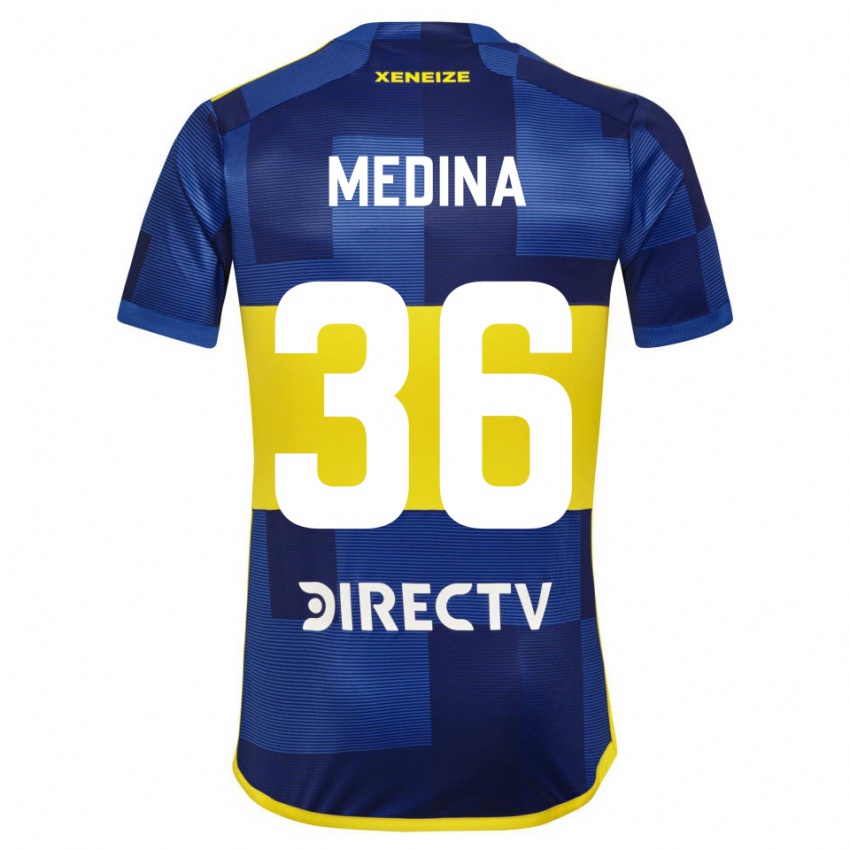 Kinder Cristian Medina #36 Blau Gelb Heimtrikot Trikot 2024/25 T-Shirt