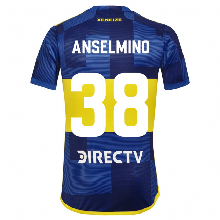 Kinder Aarón Anselmino #38 Blau Gelb Heimtrikot Trikot 2024/25 T-Shirt