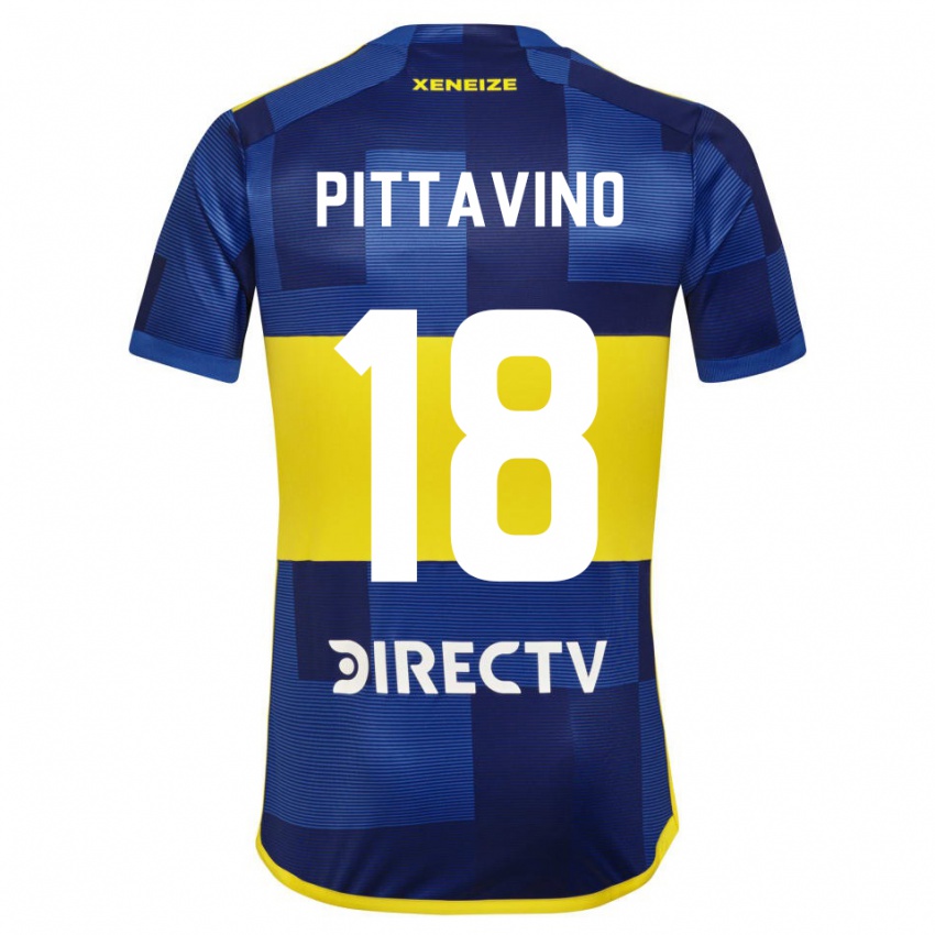 Kinder Rodrigo Pittavino #18 Blau Gelb Heimtrikot Trikot 2024/25 T-Shirt