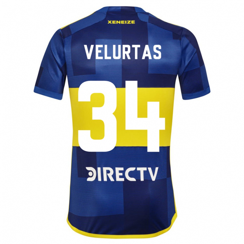 Kinder Pedro Velurtas #34 Blau Gelb Heimtrikot Trikot 2024/25 T-Shirt