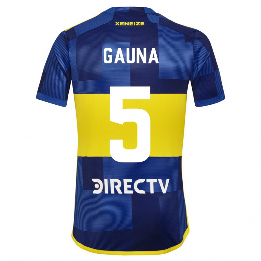 Kinder Santiago Gauna #5 Blau Gelb Heimtrikot Trikot 2024/25 T-Shirt