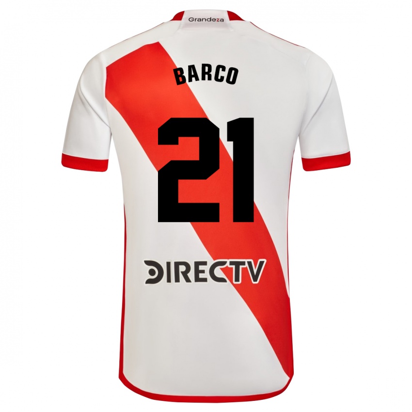 Kinder Esequiel Barco #21 Weiß Rot Heimtrikot Trikot 2024/25 T-Shirt