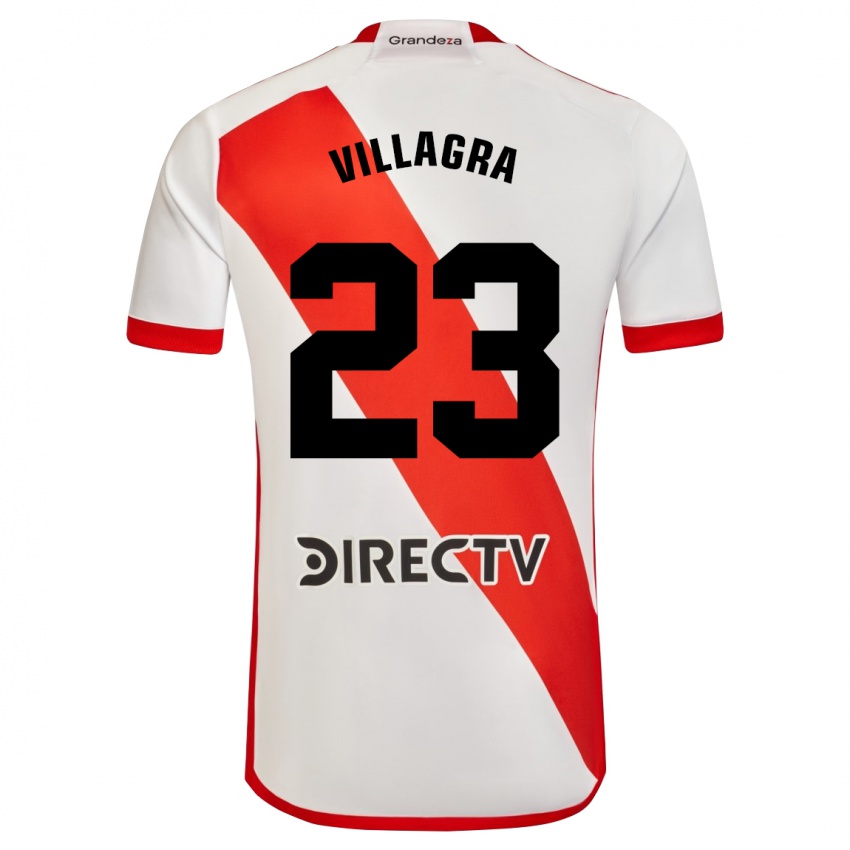 Kinder Rodrigo Villagra #23 Weiß Rot Heimtrikot Trikot 2024/25 T-Shirt