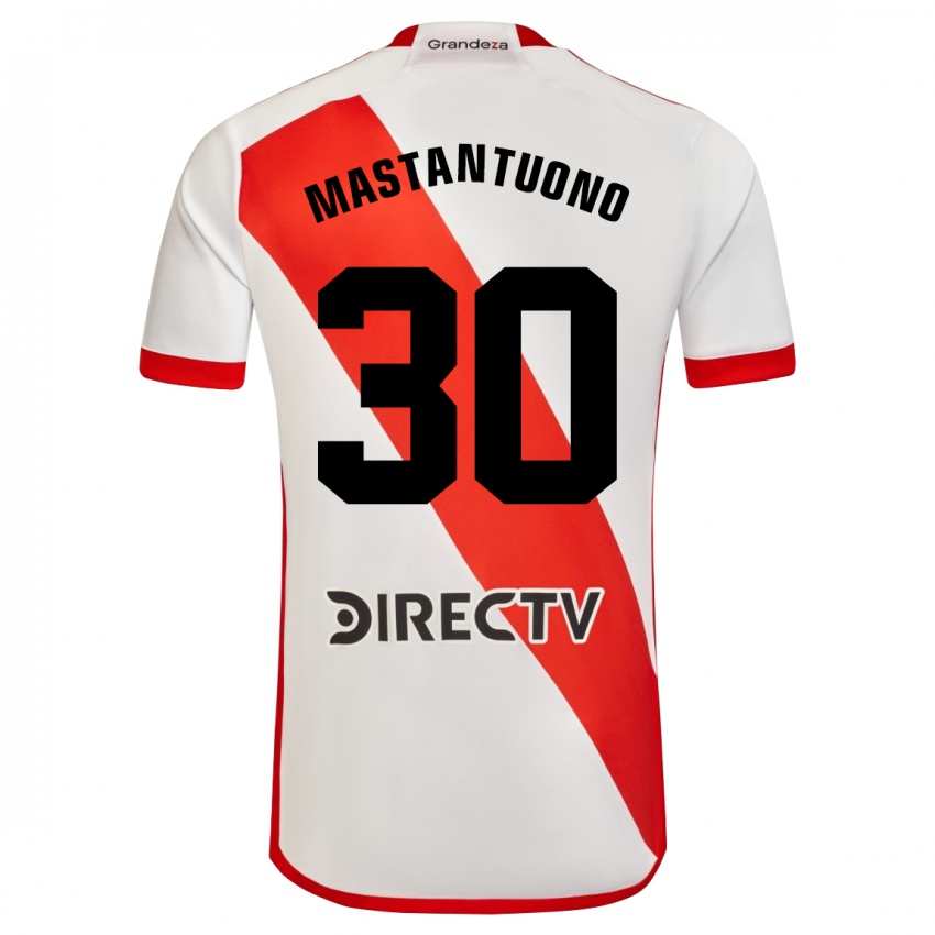 Kinder Franco Mastantuono #30 Weiß Rot Heimtrikot Trikot 2024/25 T-Shirt