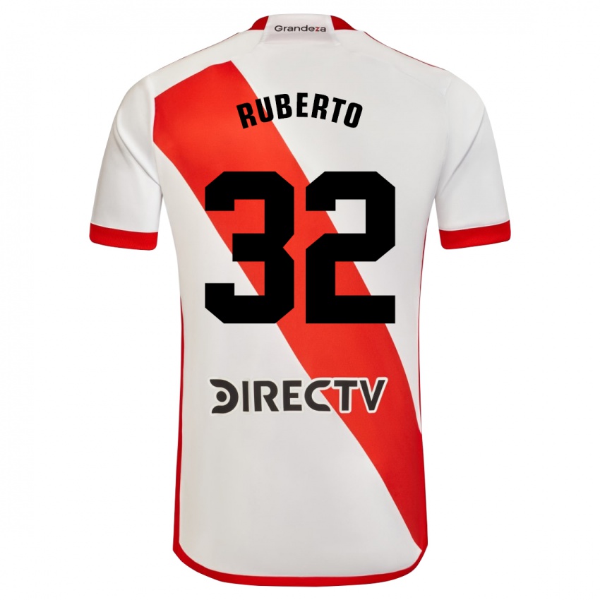 Kinder Agustín Ruberto #32 Weiß Rot Heimtrikot Trikot 2024/25 T-Shirt