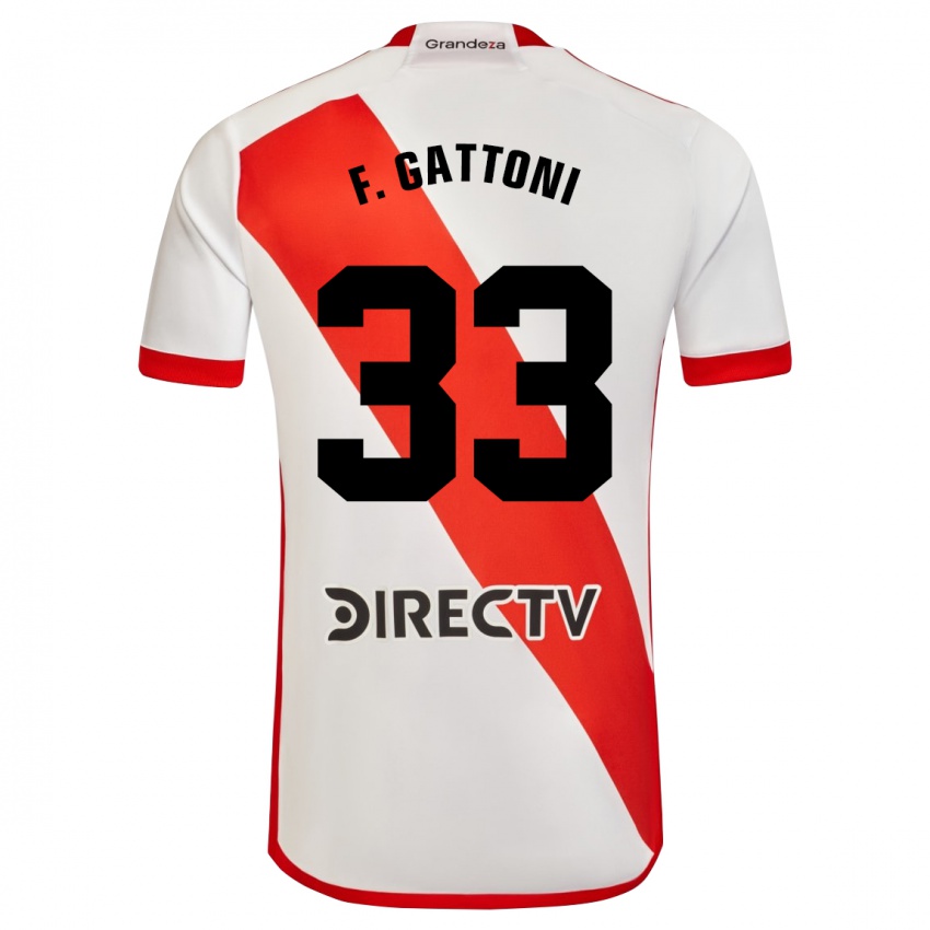 Kinder Federico Gattoni #33 Weiß Rot Heimtrikot Trikot 2024/25 T-Shirt