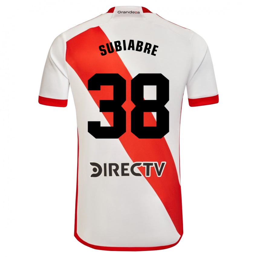 Kinder Ian Subiabre #38 Weiß Rot Heimtrikot Trikot 2024/25 T-Shirt