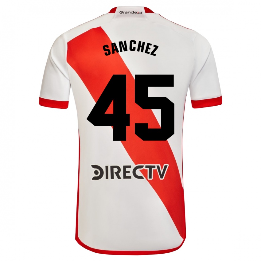 Kinder Sebastián Sánchez #45 Weiß Rot Heimtrikot Trikot 2024/25 T-Shirt