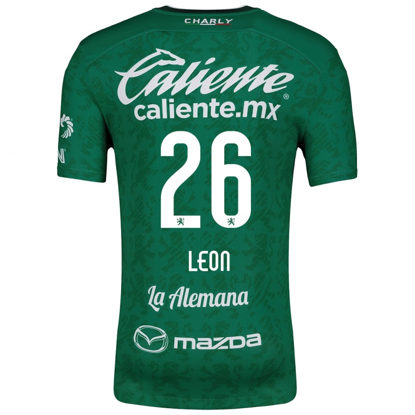 Kinder Armando León #26 Grün Weiß Heimtrikot Trikot 2024/25 T-Shirt